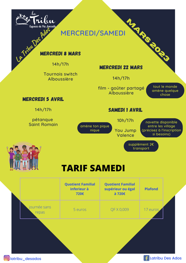 ADOS MERCREDIS/SAMEDI mars