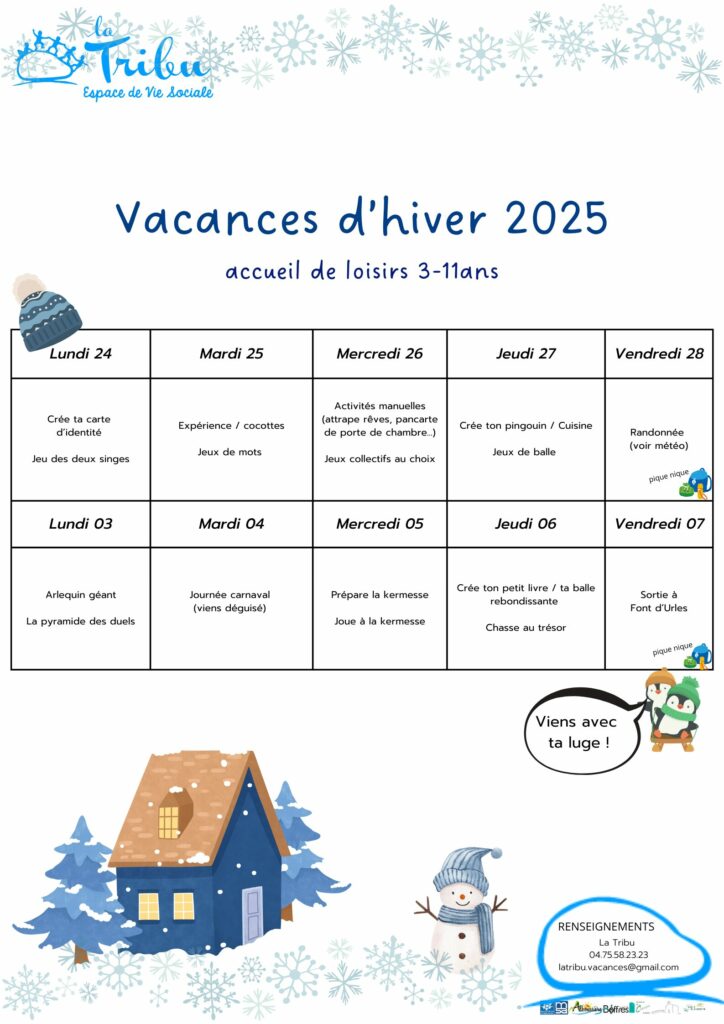 VACANCES D'HIVER 3/11 ans