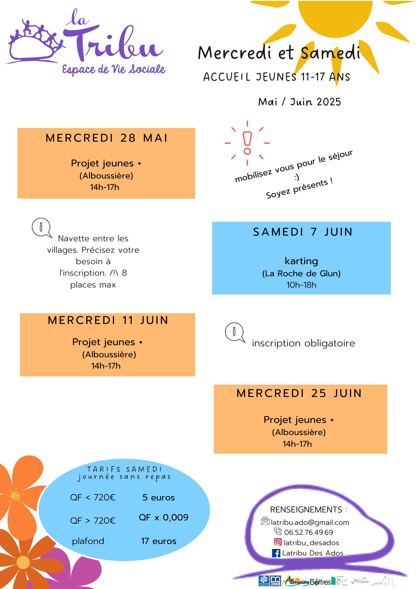 Programme ADOS mercredis/samedi MAI/JUIN