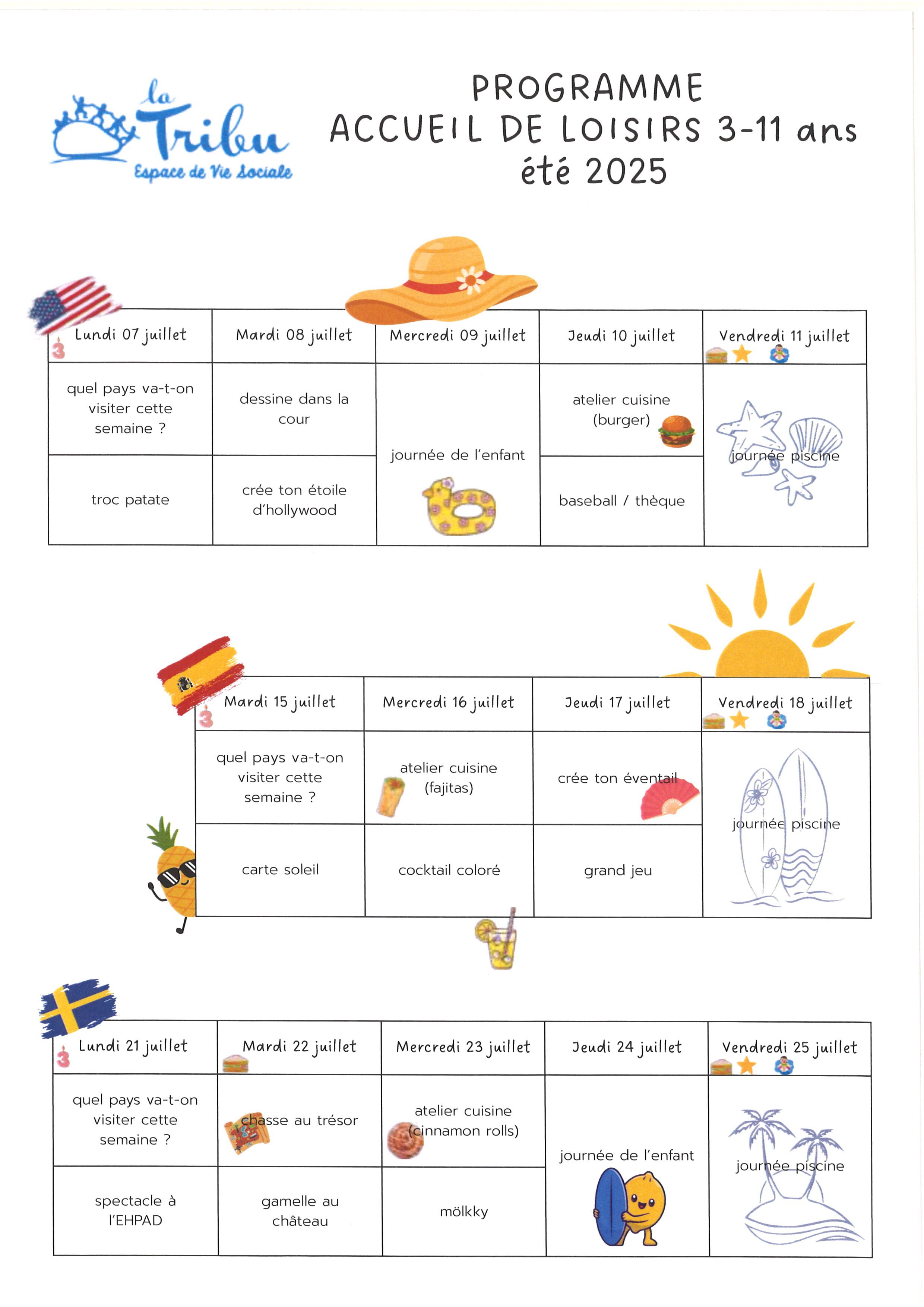 programme du 09 au 25 juillet