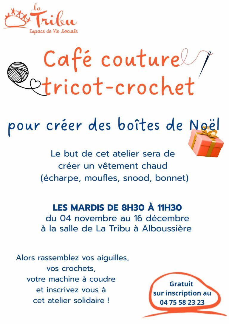 Café couture / tricot-crochet les mardis de 8h30 à 11h30