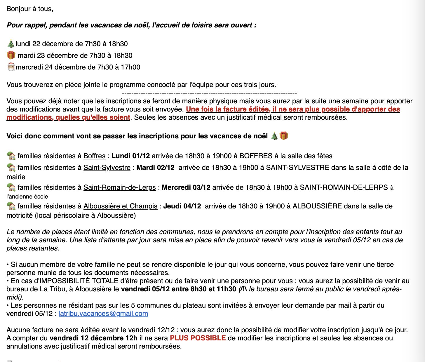 EXPLICATIONS VAC NOEL