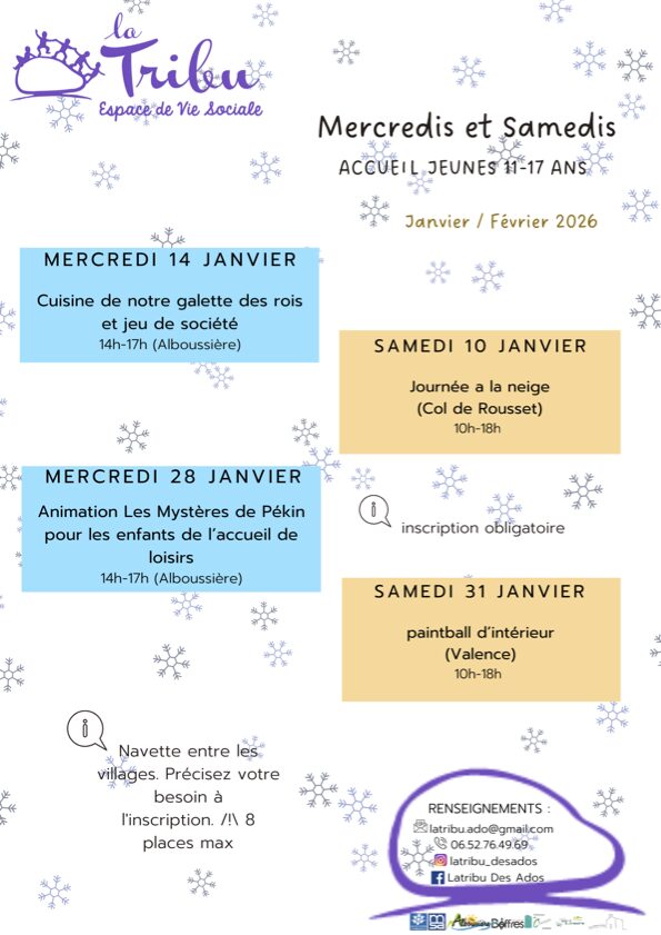 Programme ados janvier/février 2026