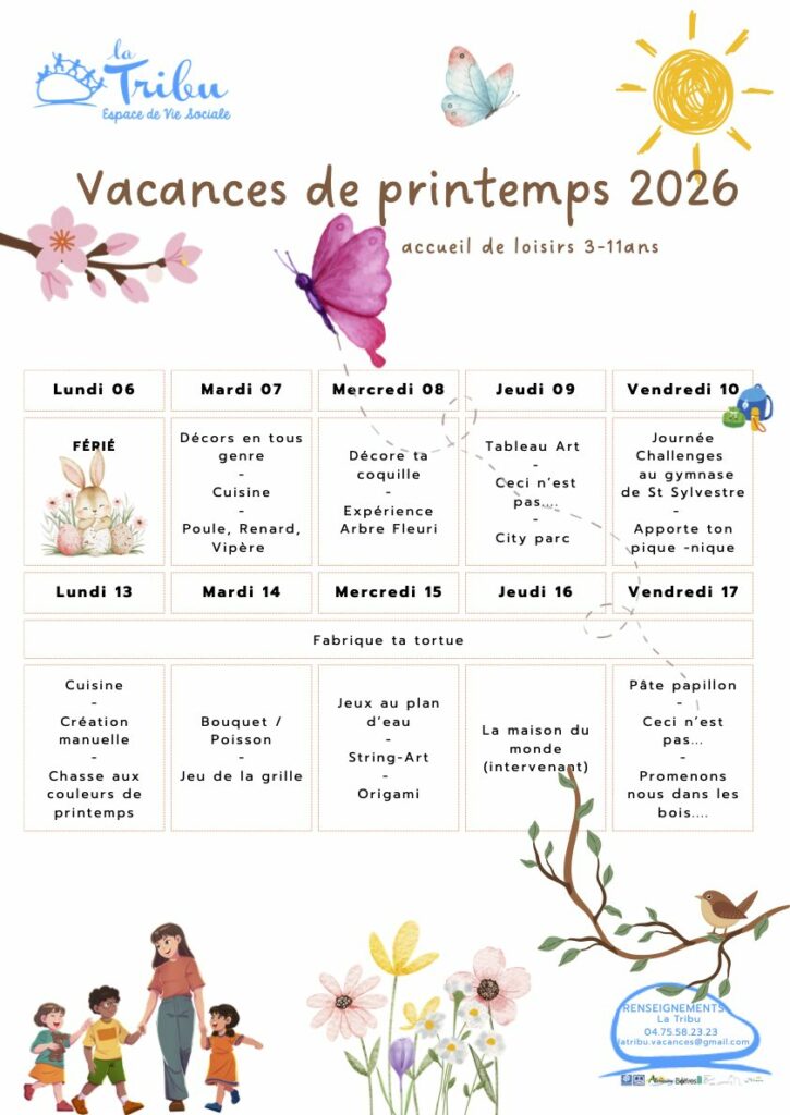 programme ALSH vacances de printemps 3/11 ans