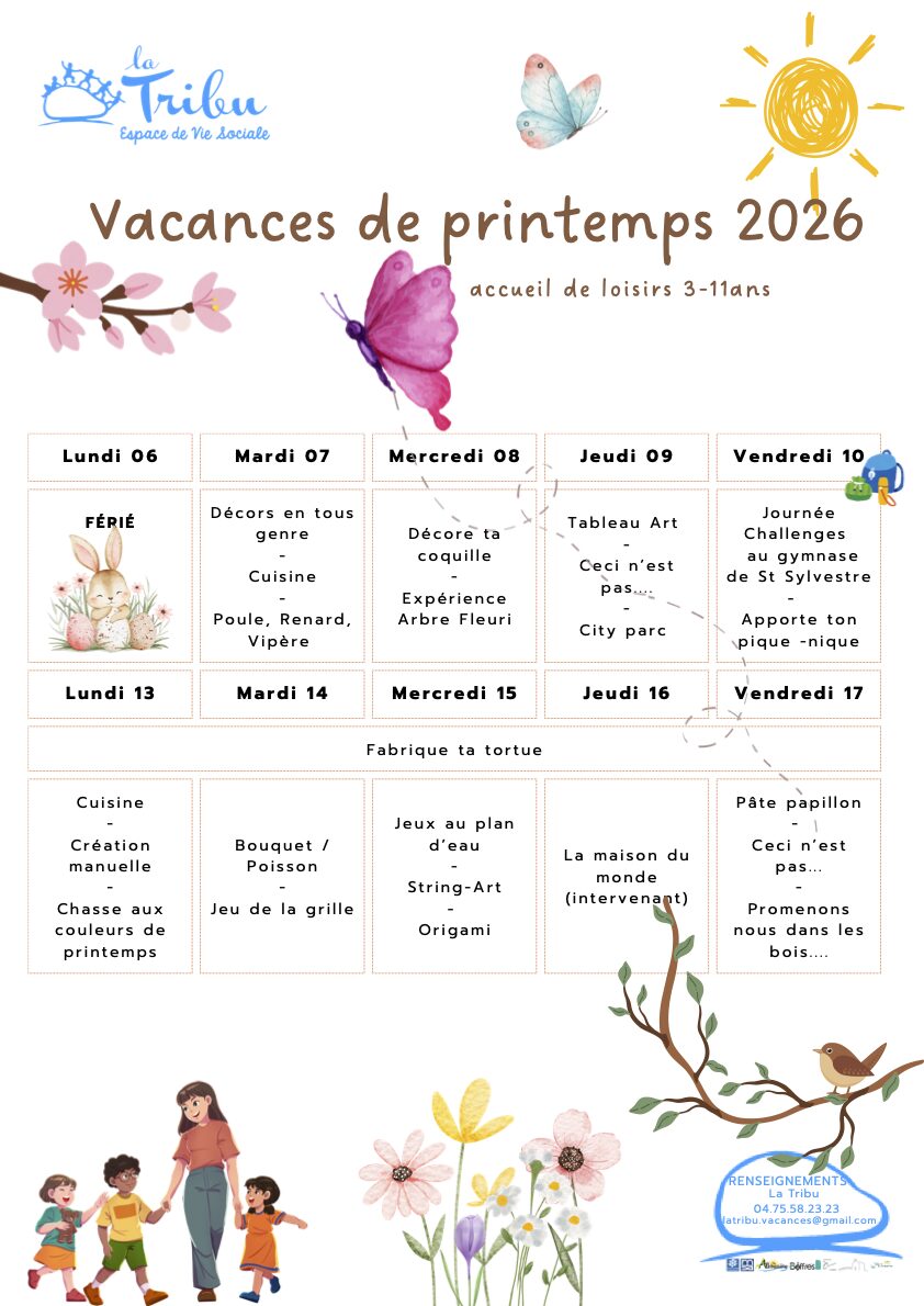 programme ALSH vacances de printemps 3/11 ans