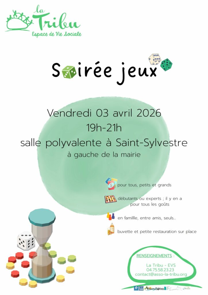 Soirée jeux à St Sylvestre le vendredi 03 avril 2026